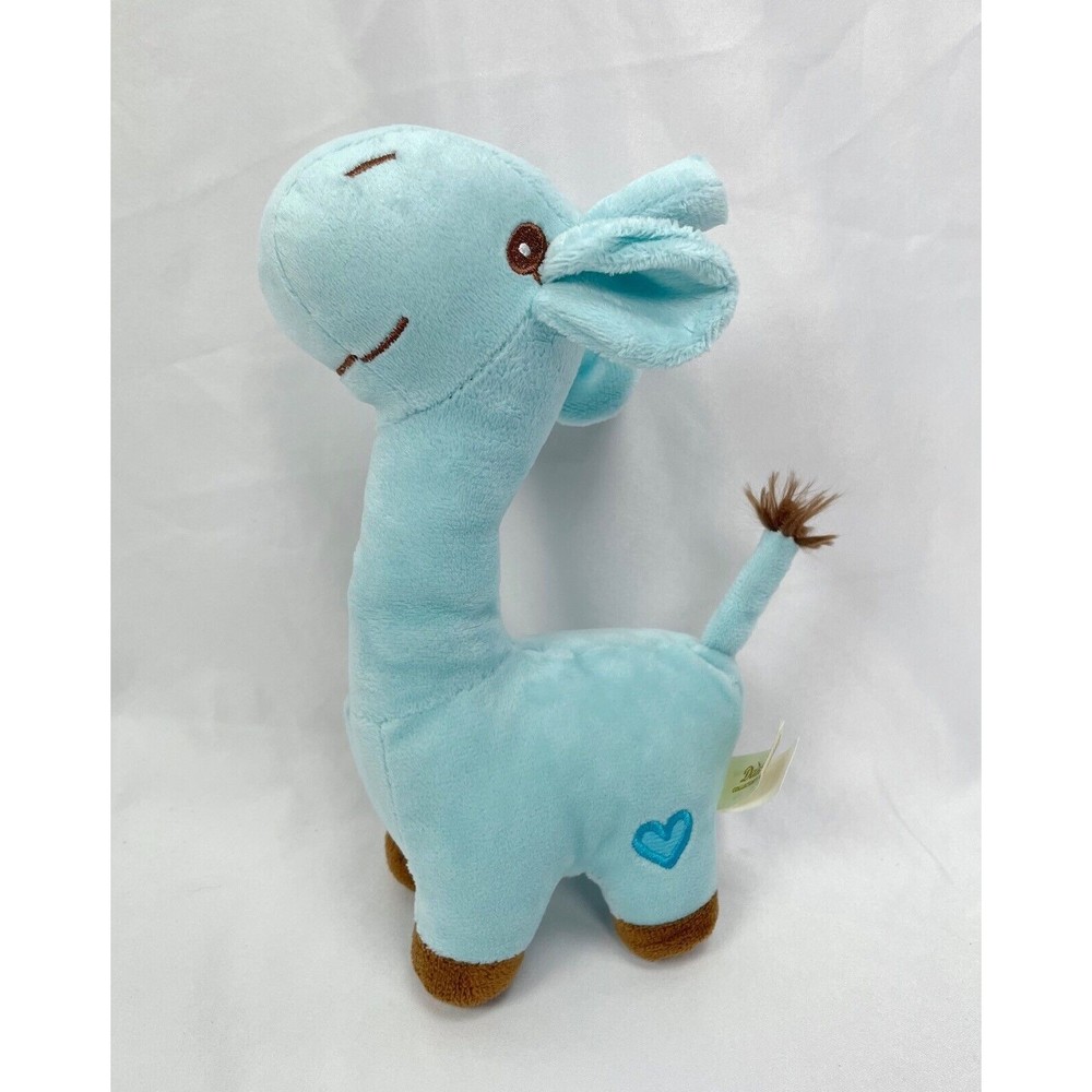 Dan Dee Blue Brown Giraffe Stuffed Animal Plush Heart‎ Lovey